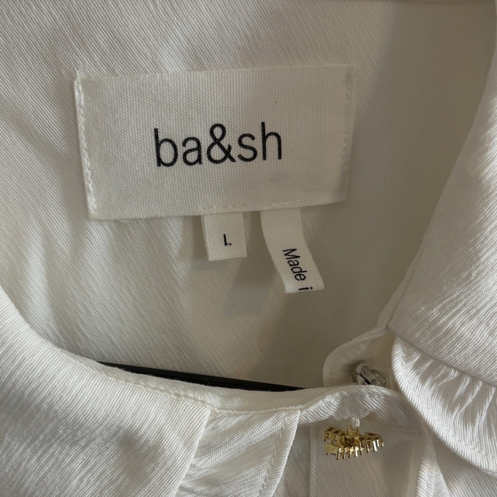 ba&sh White Sheer Ruffle Blouse - Large – See Notes - Picture 2 of 7